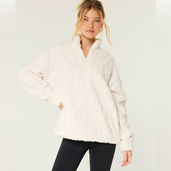 GILLY HICKS OVERSIZED COZY QUARTER-ZIP TOP XS in cream colour so cozy - Picture 1 of 5